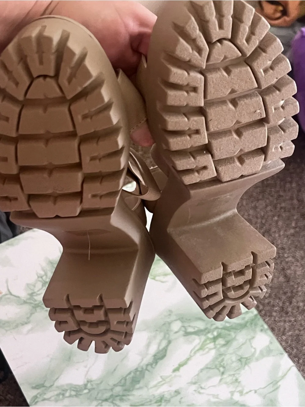 Madden Girl Nude/Tan Triple-Strap Platform Sandals